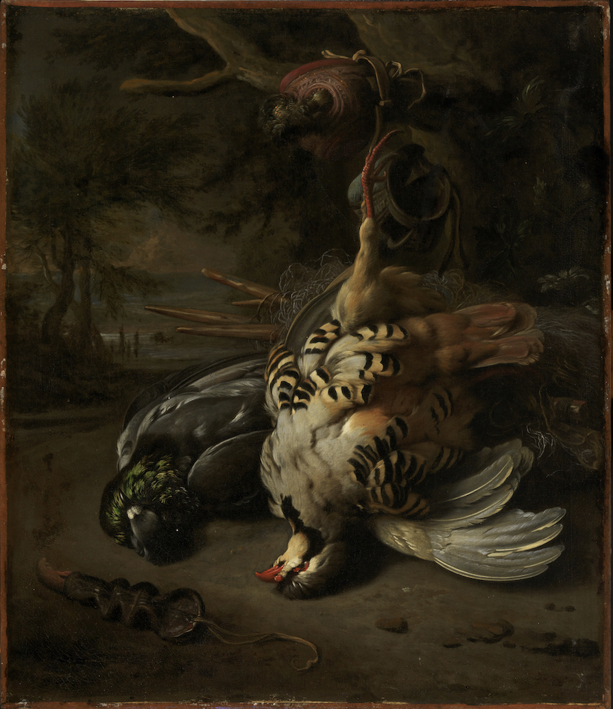 jan baptist weenix jachtstilleven met patrijs en duif
