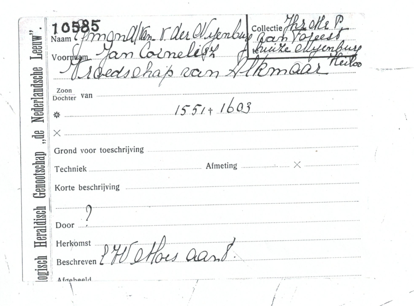 fiche RKD Moes Egmond vd Nijenburg